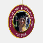 Maroon Red Gold 2 Foto Afstuderen Klasse 2023 Keramisch Ornament (Rechts)