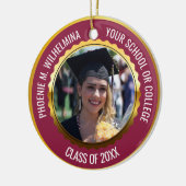 Maroon Red Gold 2 Foto Afstuderen Klasse 2023 Keramisch Ornament (Links)