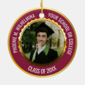 Maroon Red Gold 2 Foto Afstuderen Klasse 2023 Keramisch Ornament (Achterkant)