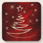 Maroon Red Gold-kerstmis Bier Onderzetter (Voorkant)