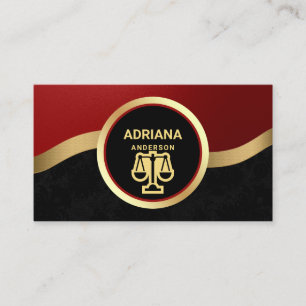Maroon Red Gold Lawyer Justice Scale Attorney Visitekaartje