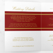Maroon Red & Gold Modern Wedding Suite Drieluik Uitnodiging (Binnenzijde eerst)