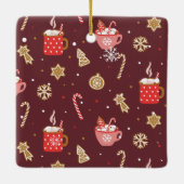 Maroon Red Gold Script Christmas Modern Collage Keramisch Ornament (Achterkant)