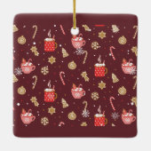 Maroon Red Gold Script Christmas Modern Collage Keramisch Ornament (Achterkant)