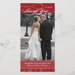 Maroon Red - Hartelijk dank voor uw fotokaart (4x8 Bedankkaart