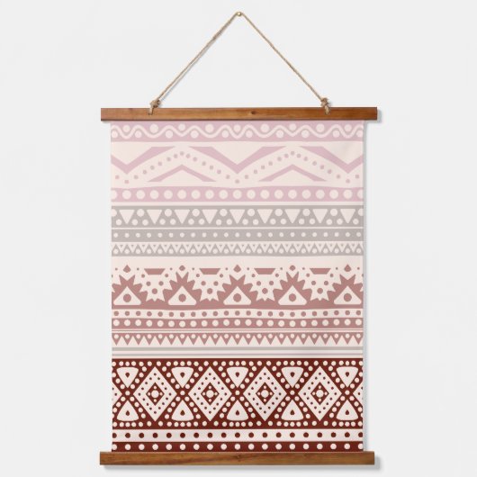 Maroon Red Mauve Blush Pink Taupe Beige Tribal Art Hangend Wandkleed (Voorkant)