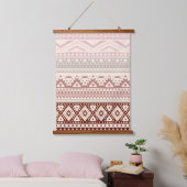 Maroon Red Mauve Blush Pink Taupe Beige Tribal Art Hangend Wandkleed (Slaapkamer)