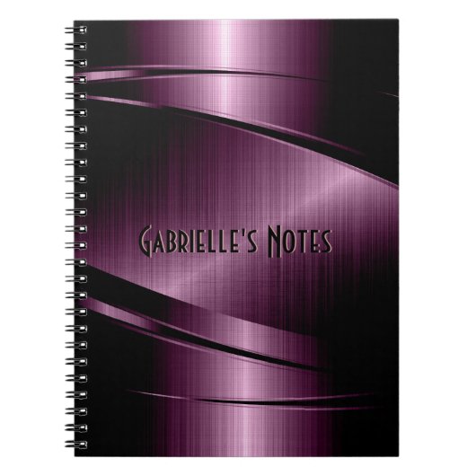 Maroon Red Metallic design Roestvrij staal Notitieboek (Voorkant)