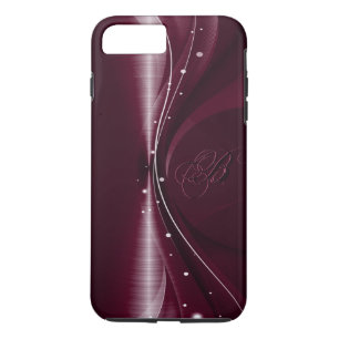 Maroon Red Metallic Retro Dynamic Wave iPhone 8/7 Plus Hoesje