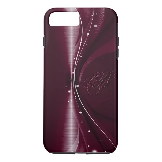 Maroon Red Metallic Retro Dynamic Wave Case-Mate iPhone Case (Achterkant)