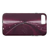Maroon Red Metallic Retro Dynamic Wave Case-Mate iPhone Case (Achterkant (Horizontaal))
