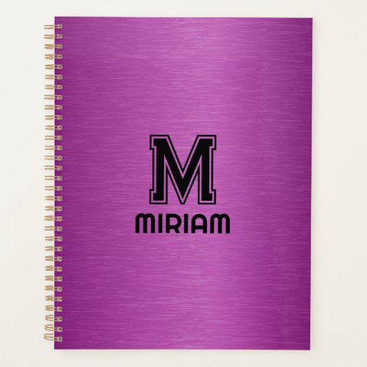 Maroon Red Metallic textuur aangepaste zwarte teks Planner (Voorkant)