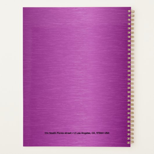 Maroon Red Metallic textuur aangepaste zwarte teks Planner (Achterkant)