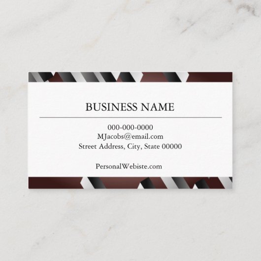 Maroon Red Modern Block Design Visitekaartje (Achterkant)