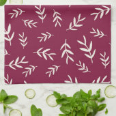 Maroon Red Olive Leaf Kitchen Towel Theedoek (Gevouwen)