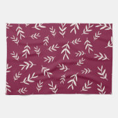 Maroon Red Olive Leaf Kitchen Towel Theedoek (Horizontaal)