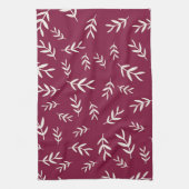 Maroon Red Olive Leaf Kitchen Towel Theedoek (Verticaal)