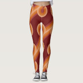 Maroon Red Oranje Circles Fusion Fine Art Patroon Leggings (Voorkant)