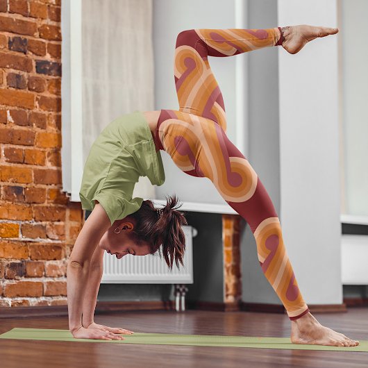 Maroon Red Oranje Circles Fusion Fine Art Patroon Leggings