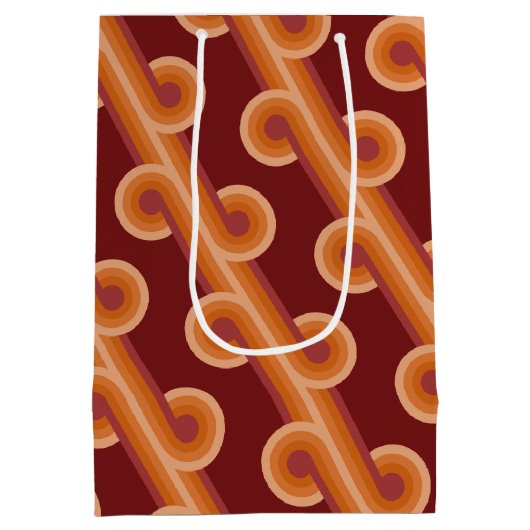 Maroon Red Oranje Circles Fusion Fine Art Patroon Medium Cadeauzakje (Achterkant)