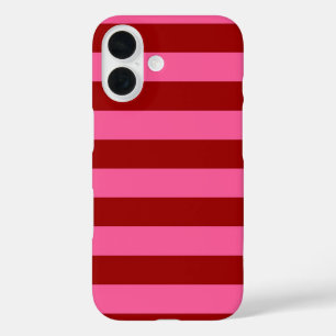 Maroon Red Pink Stripes Design iPhone 16 Hoesje
