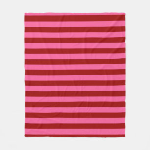 Maroon Red Pink Stripes Design Fleece Deken