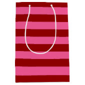 Maroon Red Pink Stripes Design Medium Cadeauzakje (Voorkant)