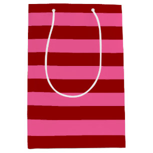 Maroon Red Pink Stripes Design Medium Cadeauzakje