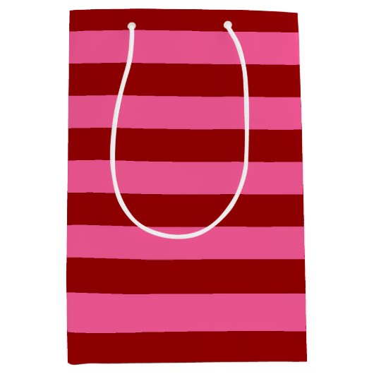 Maroon Red Pink Stripes Design Medium Cadeauzakje (Voorkant)