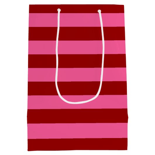Maroon Red Pink Stripes Design Medium Cadeauzakje (Achterkant)