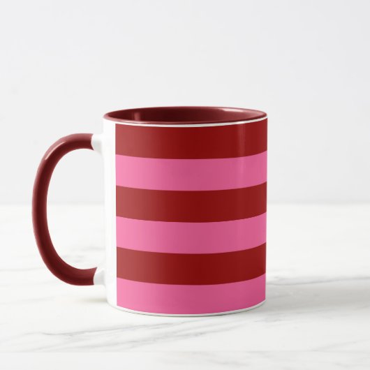 Maroon Red Pink Stripes Design Mok (Links)