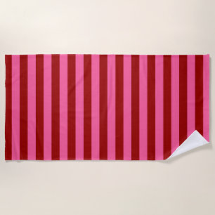 Maroon Red Pink Stripes Design Strandlaken