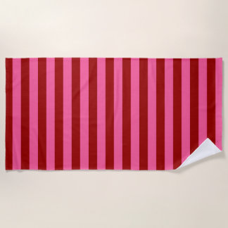 Maroon Red Pink Stripes Design Strandlaken