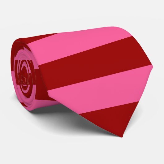 Maroon Red Pink Stripes Design Stropdas (Opgerold)