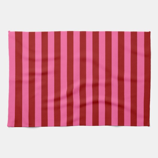 Maroon Red Pink Stripes Design Theedoek (Horizontaal)