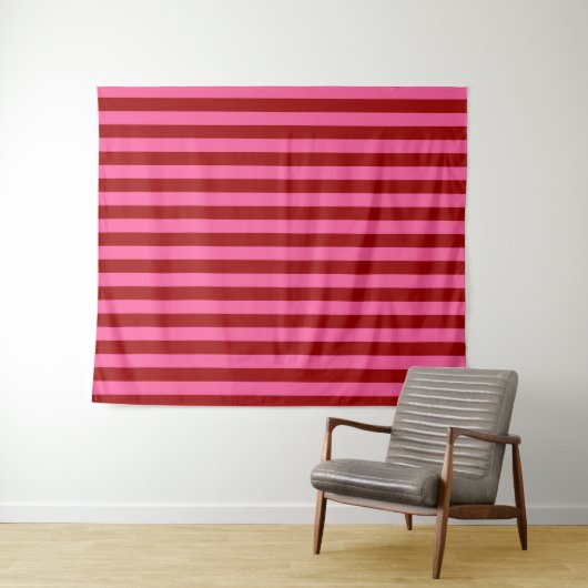Maroon Red Pink Stripes Design Wandkleed (In Situ (horizontaal))