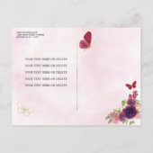 Maroon Red Plum Gold Floral Princess Quinceañera Uitnodiging Briefkaart (Achterkant)