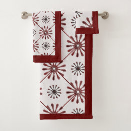 Maroon Red Retro Spiro Geometric Pattern Bad Handdoek