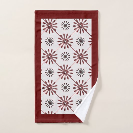 Maroon Red Retro Spiro Geometric Pattern Bad Handdoek (Handdoek)