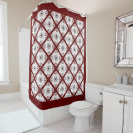 Maroon Red Retro Spiro Geometric Pattern Duvet Cov Douchegordijn