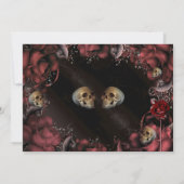 Maroon Red Rust Rozen & Skulls Gothic Wedding Kaart (Achterkant)
