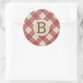 Maroon Red Rustic Land Pset Kraft Monogram Ronde Sticker (Tas)