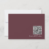 Maroon Red Scan QR Code Maaltijdkeuze Trouwen RSVP Kaartje (Achterkant)