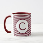 Maroon Red Stripe Monogram Mok (Links)
