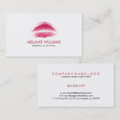 Maroon Red Waterverf Lips Makeup Artiest Visitekaartje (Voorkant / Achterkant)