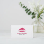 Maroon Red Waterverf Lips Makeup Artiest Visitekaartje (Staand voorkant)