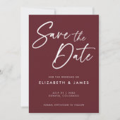 Maroon Red Wedding Save the Date Invitation Kaart (Voorkant)