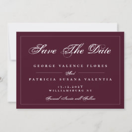 Maroon Red White - klassieke, elegante foto Save The Date