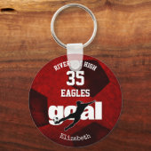 maroon red white schoolteam geestesmeisjes voetbal sleutelhanger (Voorkant)