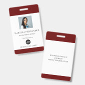 Maroon Registered Nurse Photo ID Badge (Voor- en achterkant)